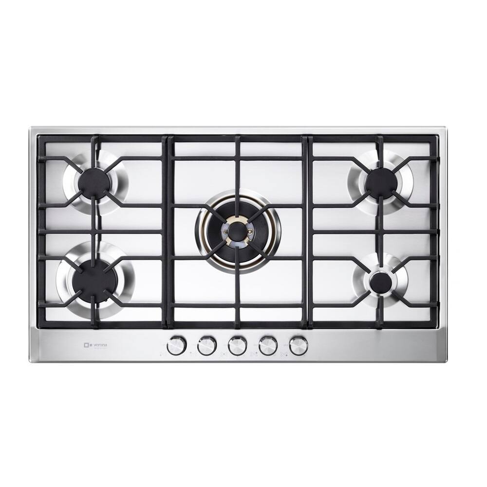 Front. Verona - Verona 36" Designer Gas Cooktop with 5 Sealed Burners in  Stainless Steel - Stainless Steel.