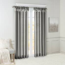 BreeBe - Twist Tab Lined Window Curtain Panel 50x108' - Charcoal