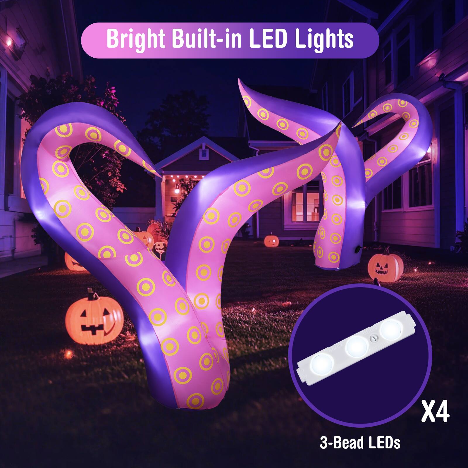 Bright Built-in LED Lights  
1 X4 3-Bead LEDs