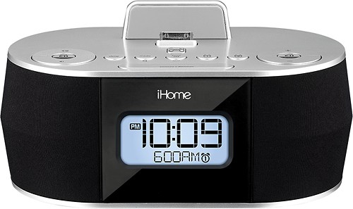  iHome - Dual Charging Stereo FM Clock Radio - Black/Silver