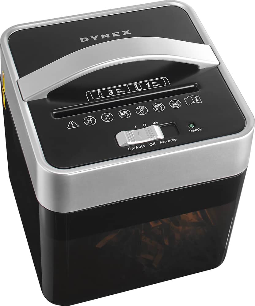 Front. Dynex™ - Countertop 6-Sheet Crosscut Mail Shredder - Black/Silver.