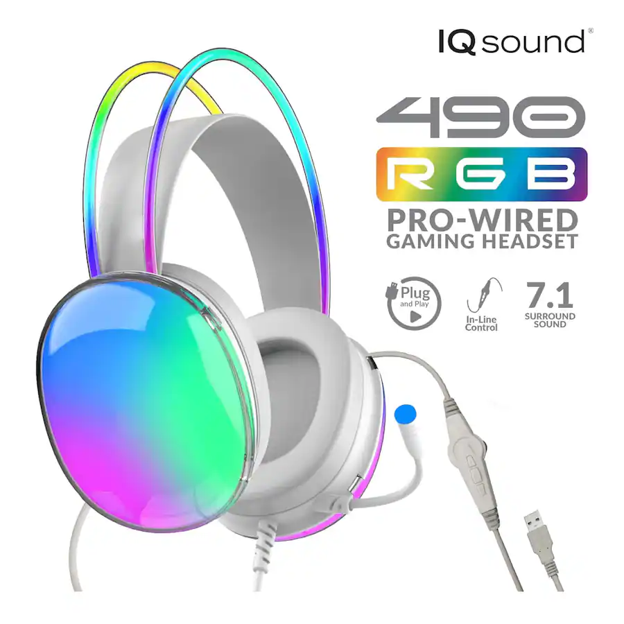 Iq Headset iQ Sound Pro Wired Gaming Headset with Lights & Surround Sound Black IQ ...