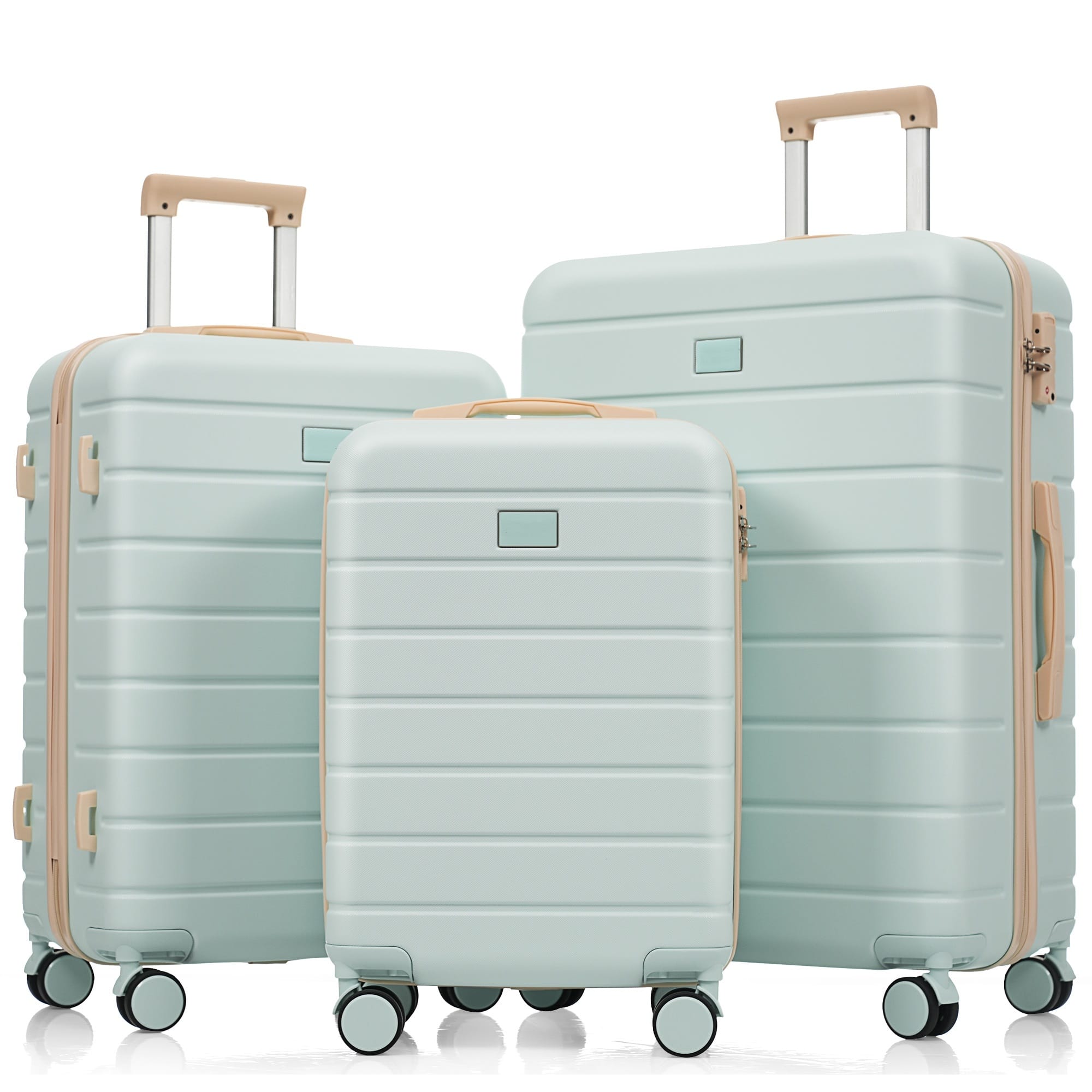 LOVMOR - 3-Piece ABS Luggage Set 20/24/28" TSA Spinner Grey - Green