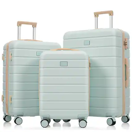 Front. LOVMOR - Lovmor 3-Piece ABS Luggage Set 20/24/28" TSA Spinner Grey Green - Green.