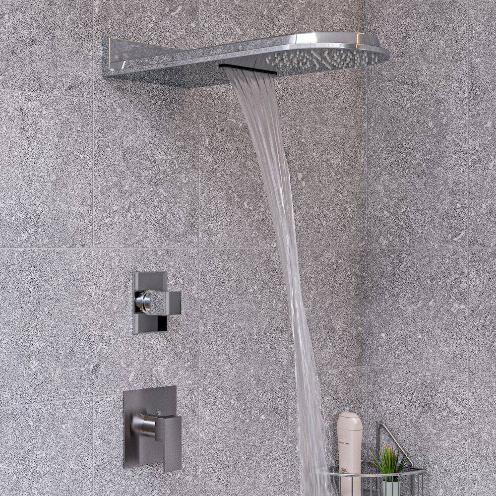 Back. Alfi - Polished Chrome Modern Square 3 Way Shower Diverter - Polished Chrome.