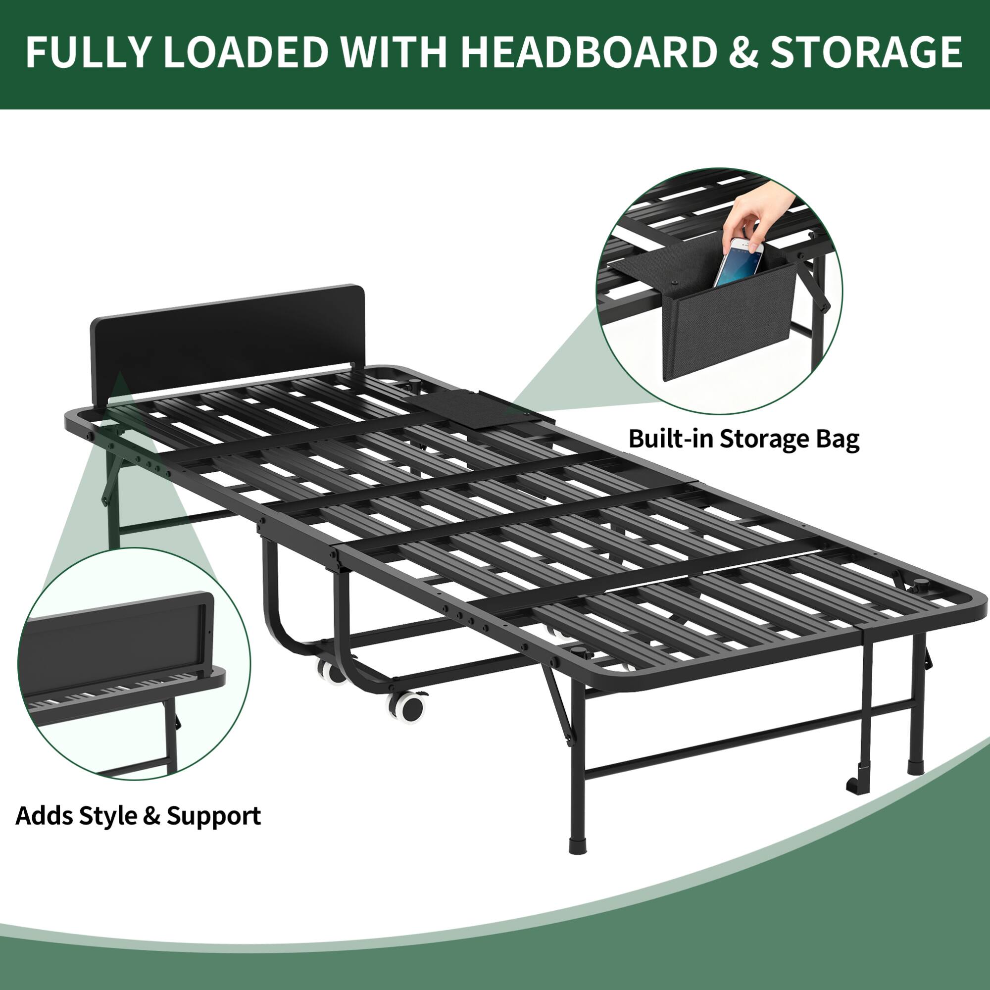 FULLY LOADED WITH HEADBOARD & STORAGE

Built-in Storage Bag

Adds Style & Support