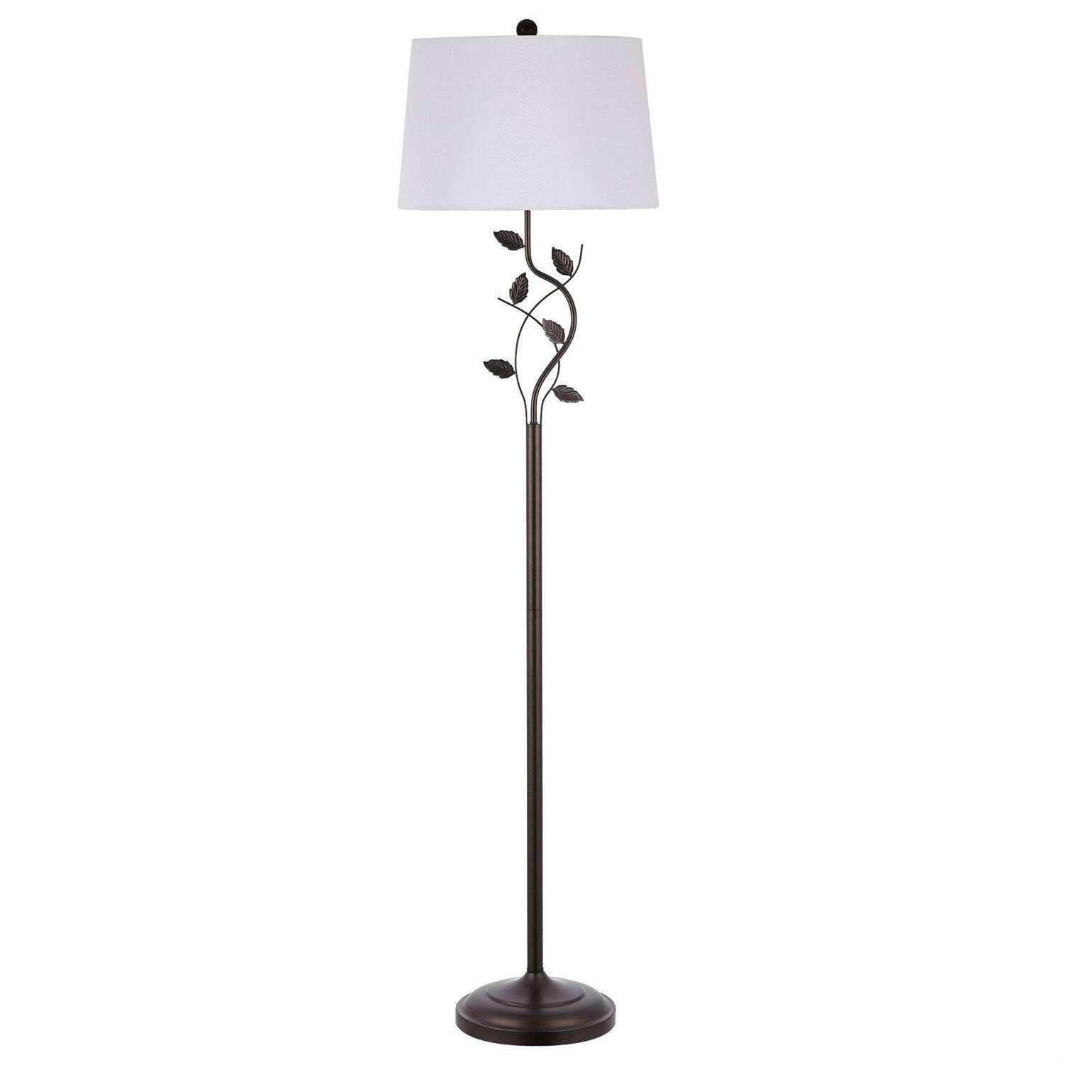 Left. Hivvago - Vine Leaves Floor Lamp in Bronze Finish with White Shade - White, Bronze Finish.