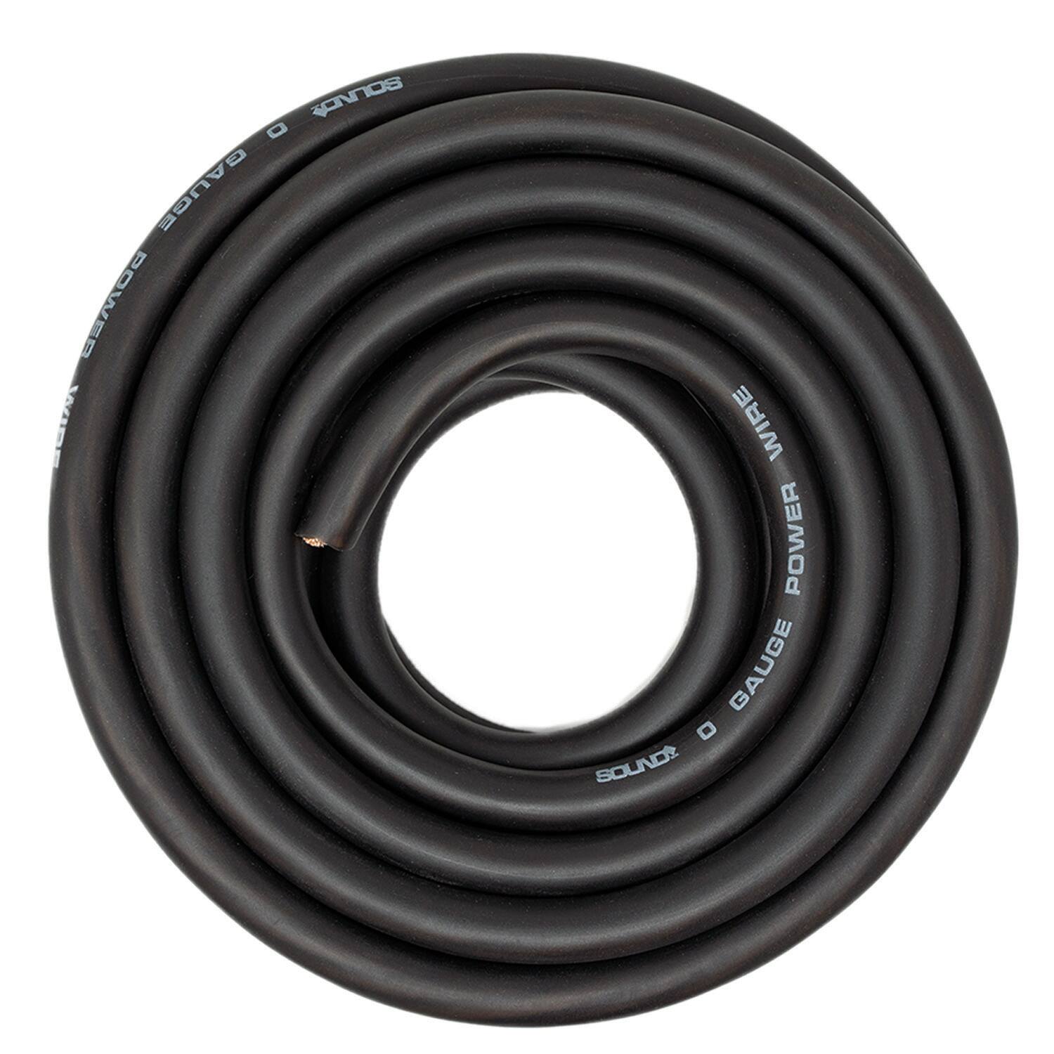 SoundBox - CW0-25BK, 1/0 Gauge CCA Battery Power / Ground Wire Roll - 25 Ft, Black