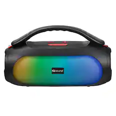 Front. iQ Sound - 40W LuMaGo Portable Bluetooth Speaker, Rechargeable, TWS, RGB Lights, USB/microSD, Aux, FM Radio, 6 Hr Play Time - Black.