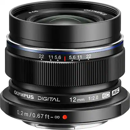 Front. Olympus - 12mm f/2.0 Wide-Angle Lens for Select Digital Cameras - Black.