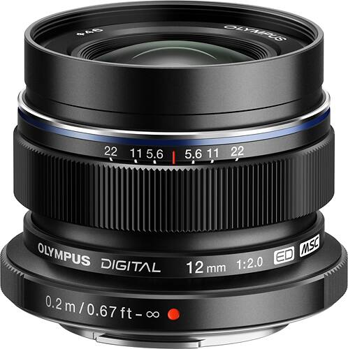Front. Olympus - 12mm f/2.0 Wide-Angle Lens for Select Digital Cameras - Black.