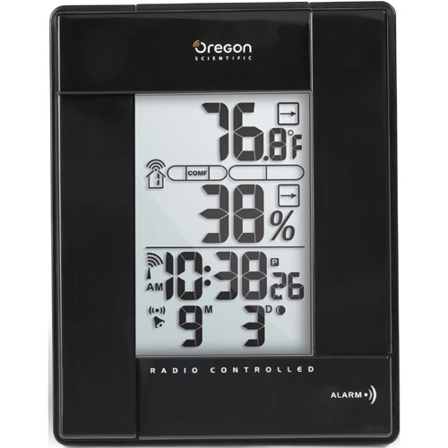 Oregon Scientific Store - Oregon Scientific RMR382A-BK Wireless Indoor and Outdoor  Thermometer with Atomic Clock - Black