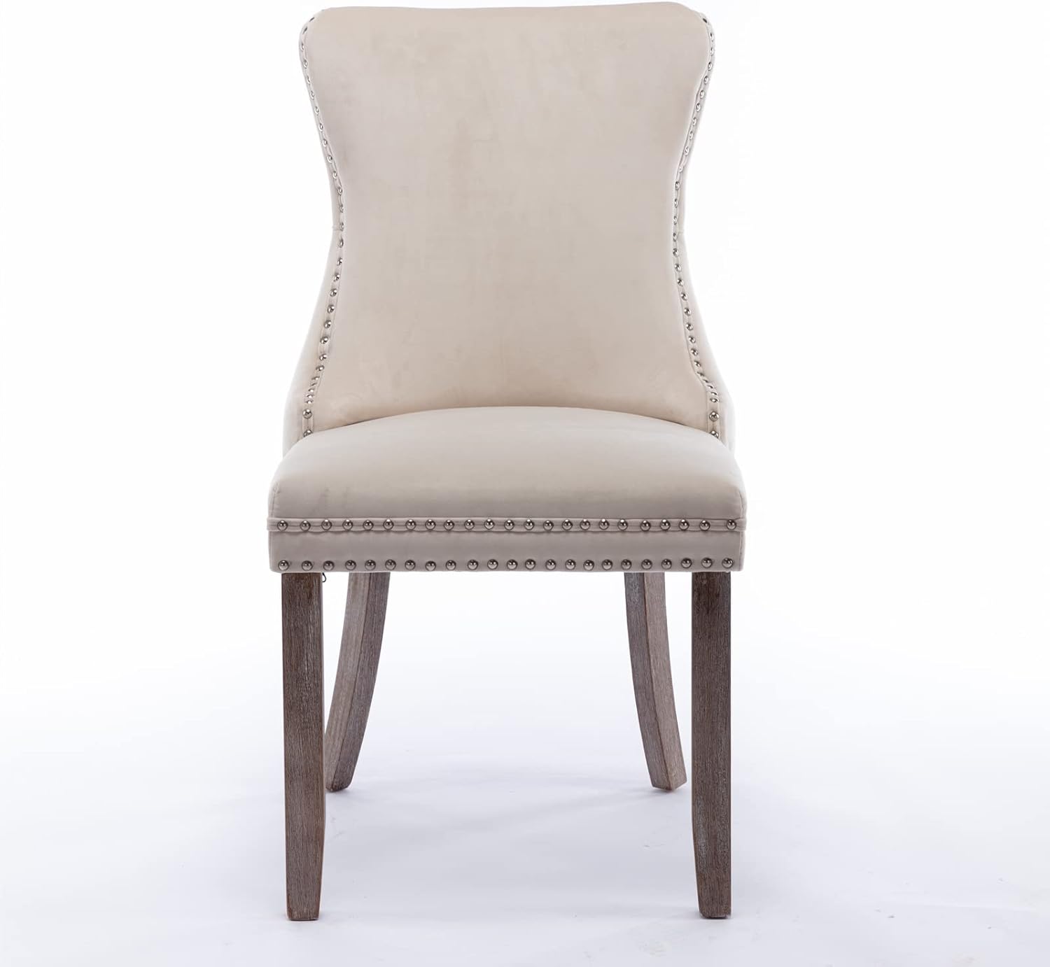 Alt View 5. Trinkets Crazed - Upholstered Wing-Back Dining Chair with Backstitching Nailhead Trim and Solid Wood Legs,Set of 2 - beige.