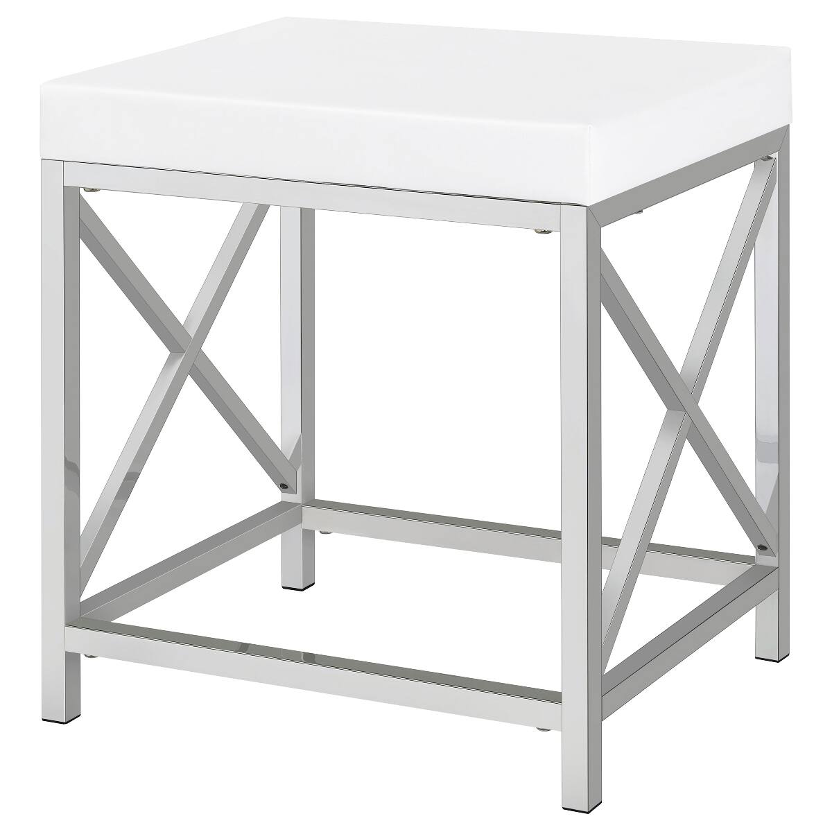Alt View 7. Loheer - Loheer White Makeup Vanity Set with Mirror and Stool, Lighted Globe Mirror and Drawer - White.