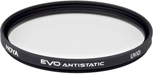 Angle. Hoya - EVO 62mm Antistatic UV Super Multicoated Lens Filter - Light Silver.