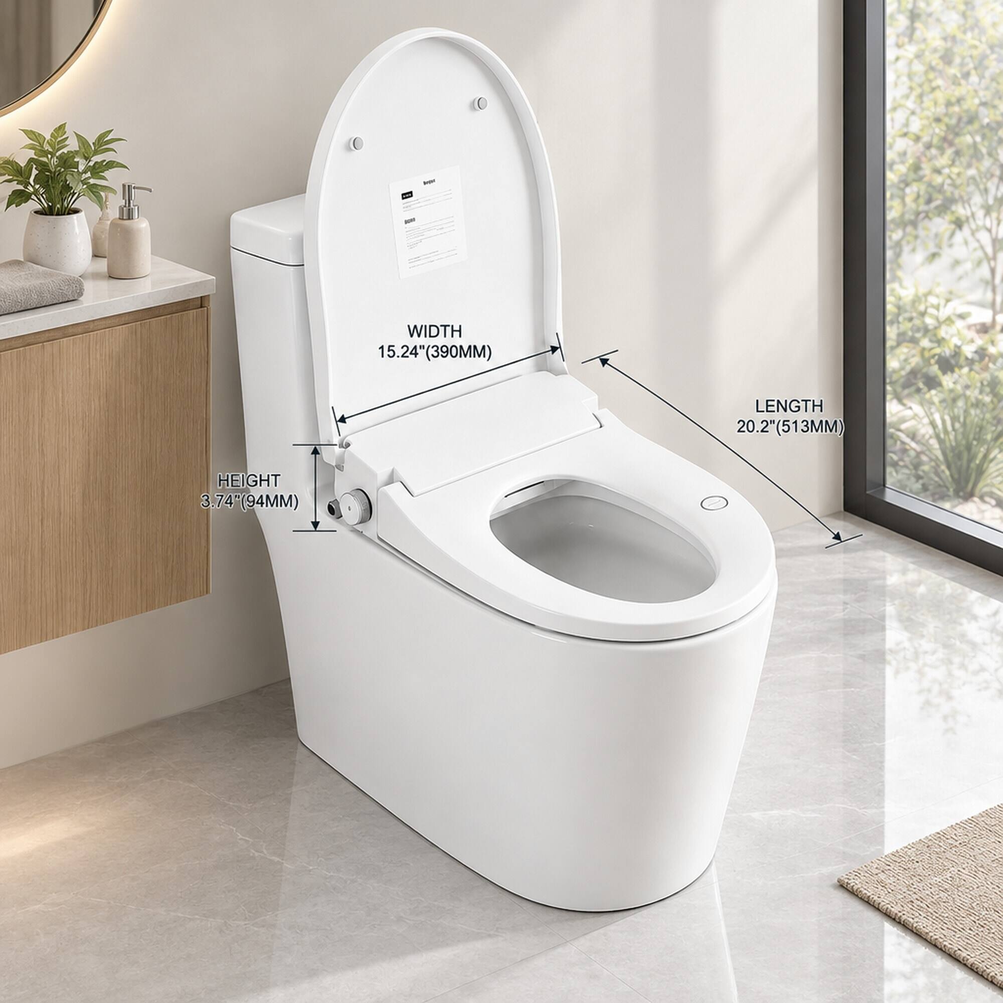 WIDTH 15.24" (390MM)  
LENGTH 20.2" (513MM)  
HEIGHT 3.74" (94MM)