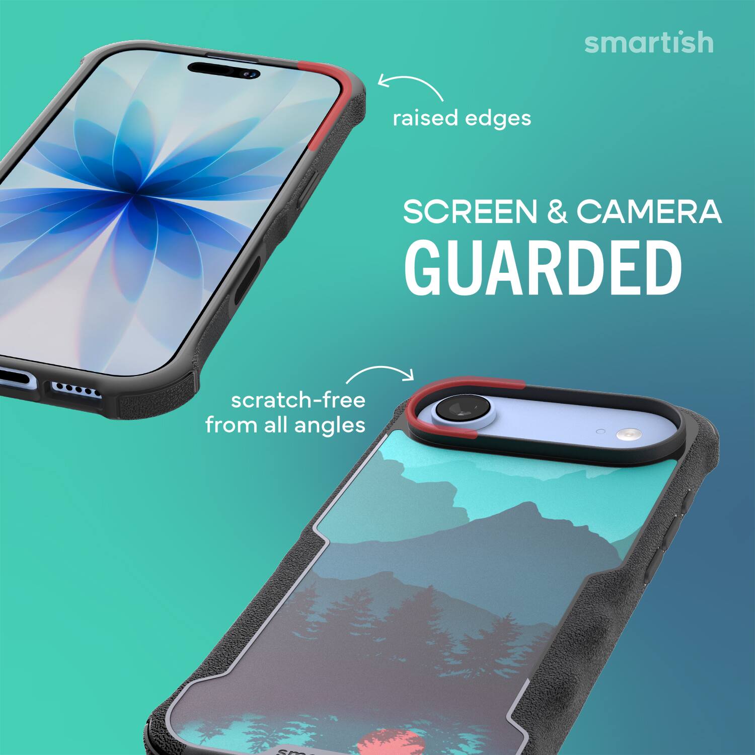 smartish raised edges SCREEN & CAMERA GUARDED scratch-free from all angles