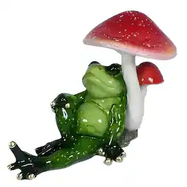 FC Design - 5"W Frog Sitting against Mushroom Figurine Statue Office Desk Tabletop Home Decor Gift - Multi-Color