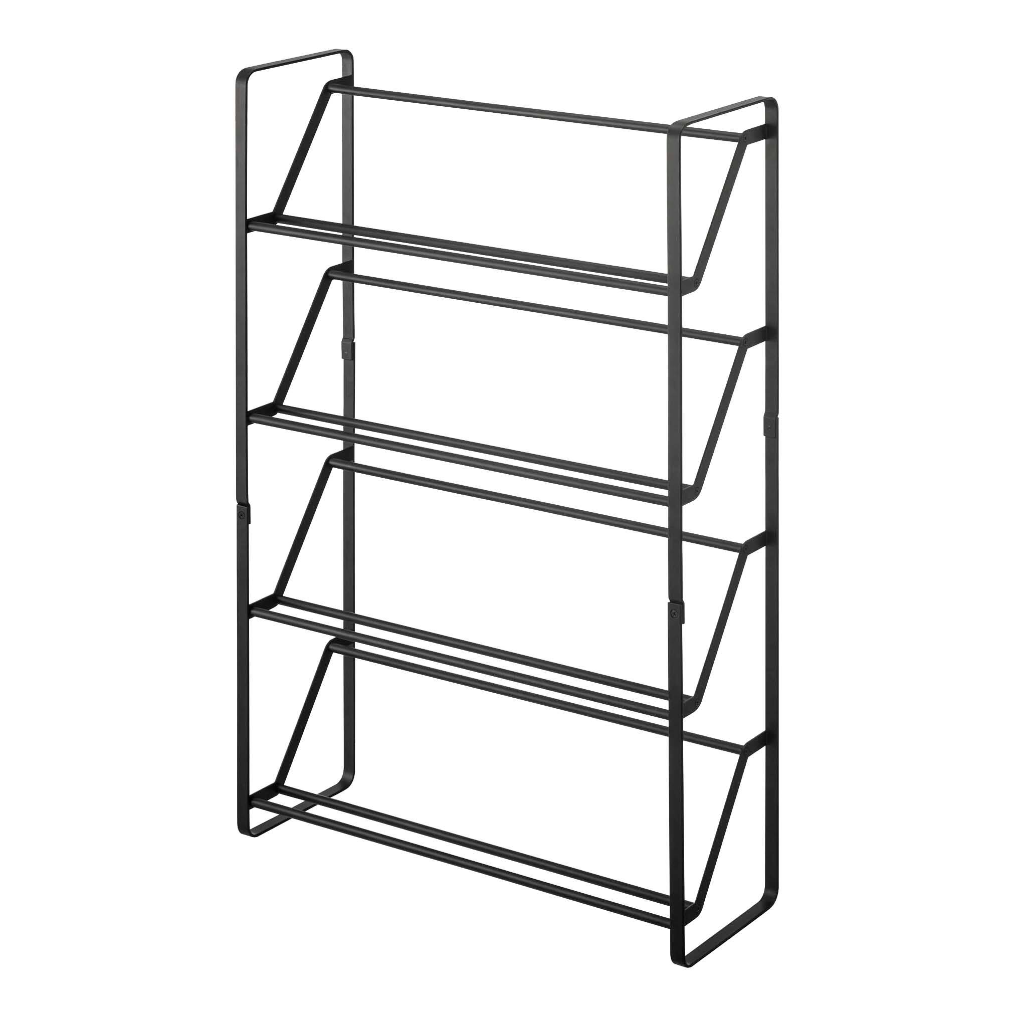 Angle. Yamazaki Home - Slim Shoe Rack (31" H)  - Steel - Black.
