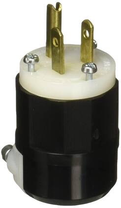 Leviton - Industrial Nylon Straight Blade Plug 5-15P 18-10 AWG 2 Pole 3 Wire - Black|White