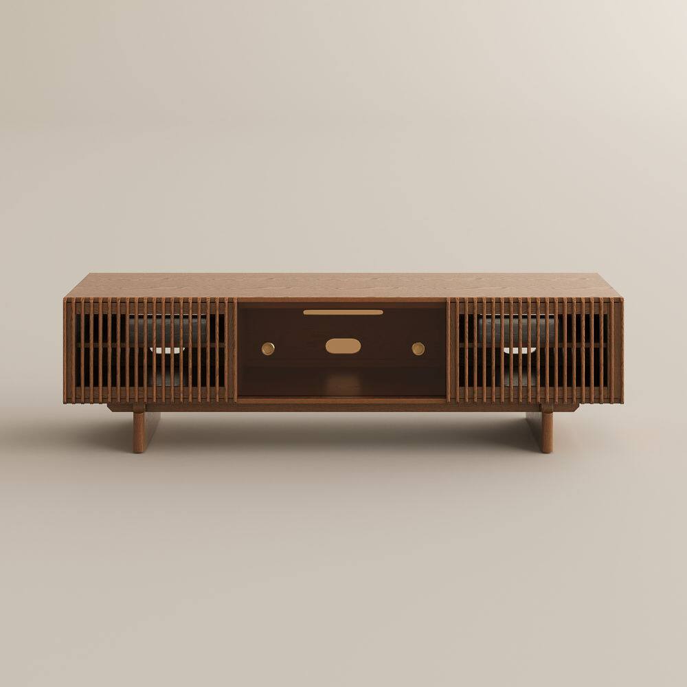 Alt View 1. POVISON - 79" Mid-Century Modern TV Stand with storage - Walnut Color.