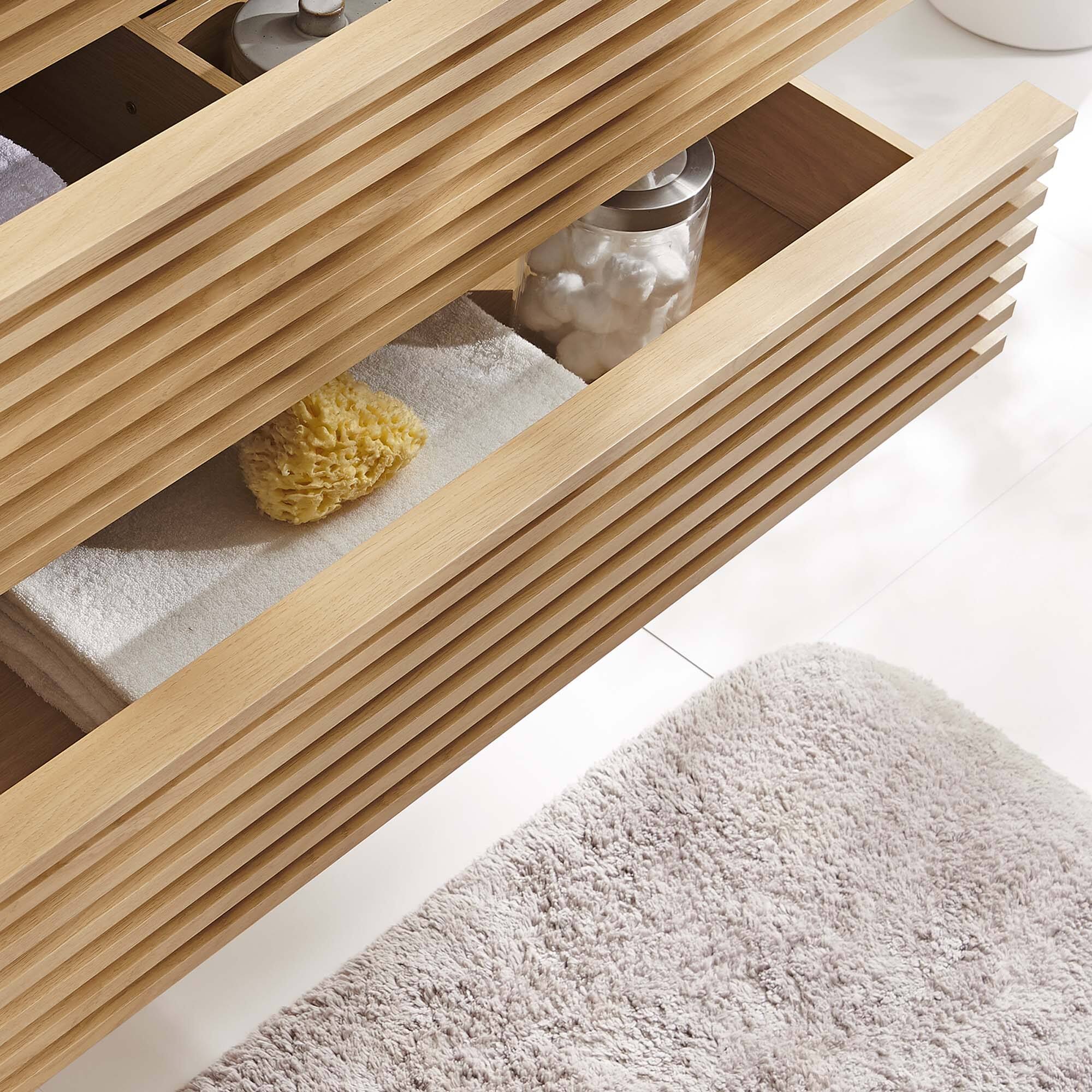 Back. Modway - Render Wall-Mount Bathroom Cabinet Basin Not Included by Modway - Oak.