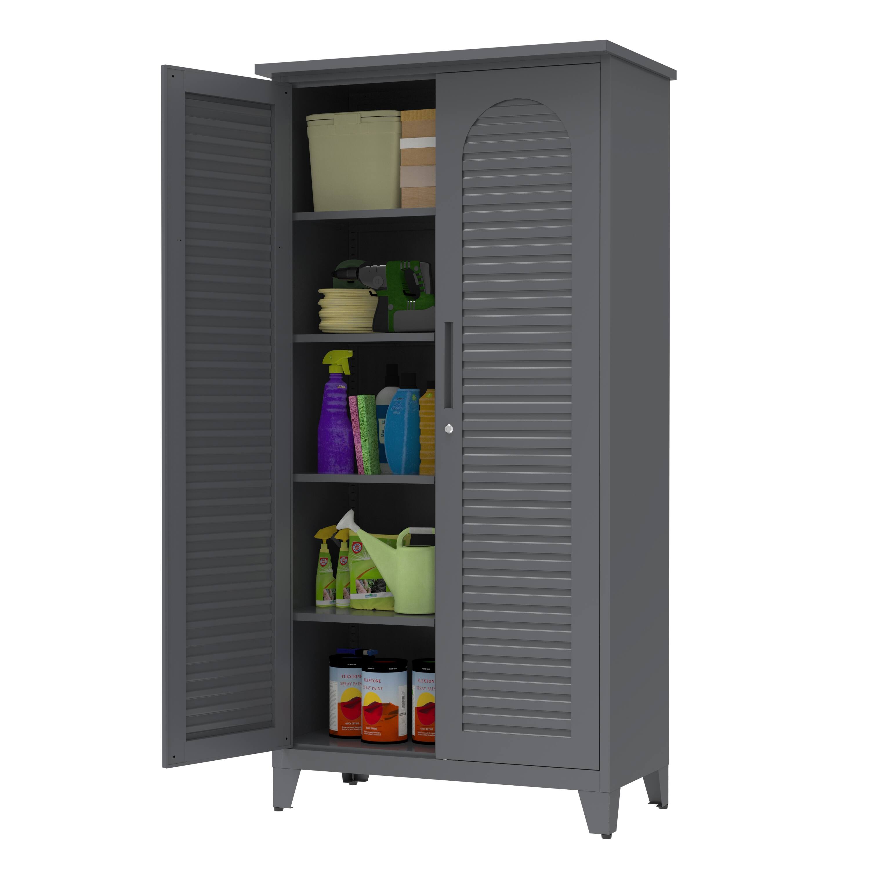 Front. Spaco - Spaco 73 Inch Tall Metal Tool Storage Cabinet with Ample Storage Space for Garage, Warehouse Office - Slate.