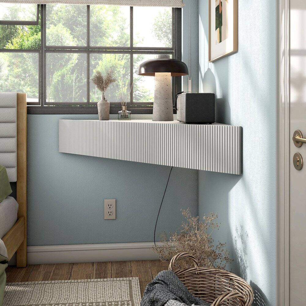 Alt View 3. Furniture of America - Modern Floating TV Console Table with Storage Space - White.