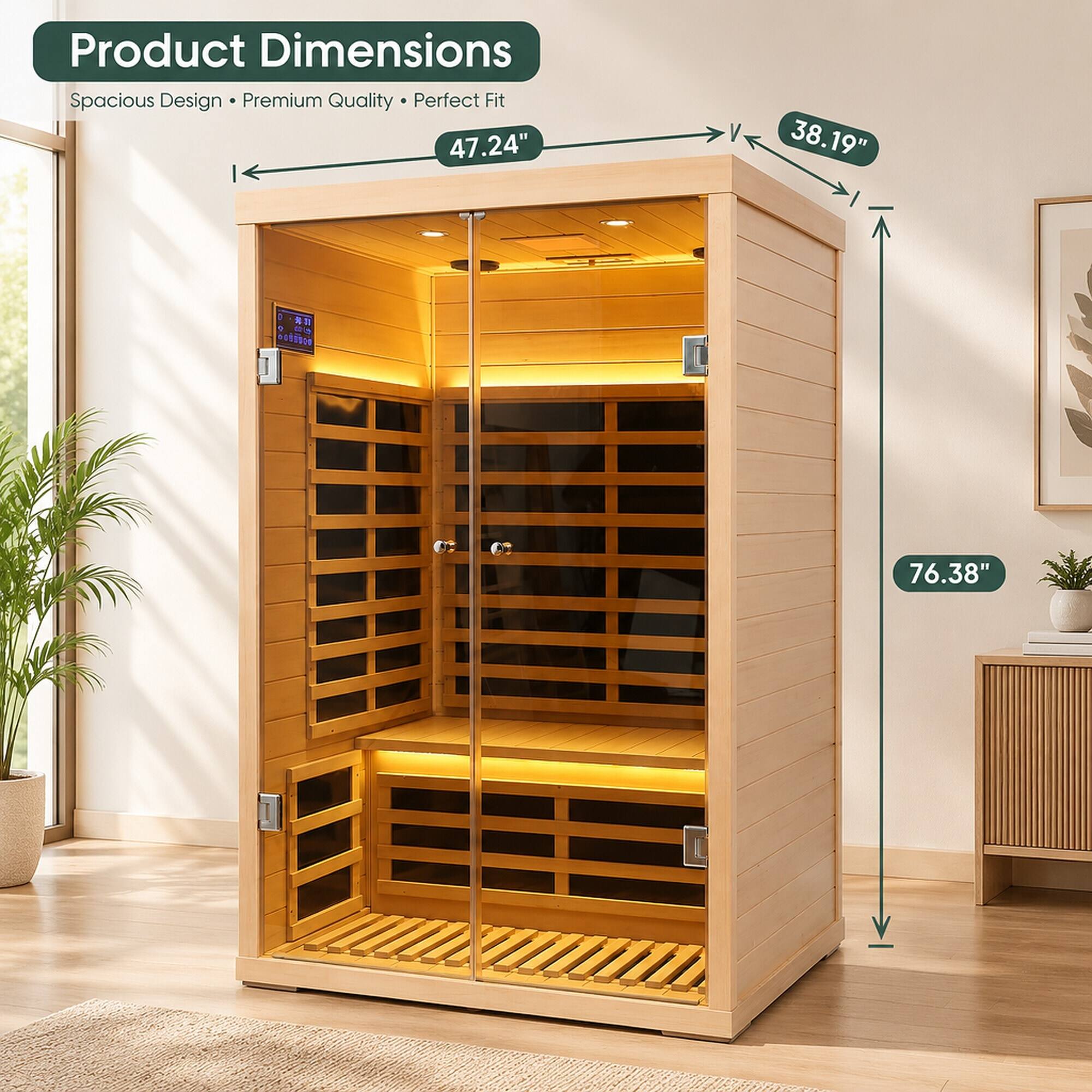 Product Dimensions  
Spacious Design • Premium Quality • Perfect Fit  
47.24"  
38.19"  
76.38"