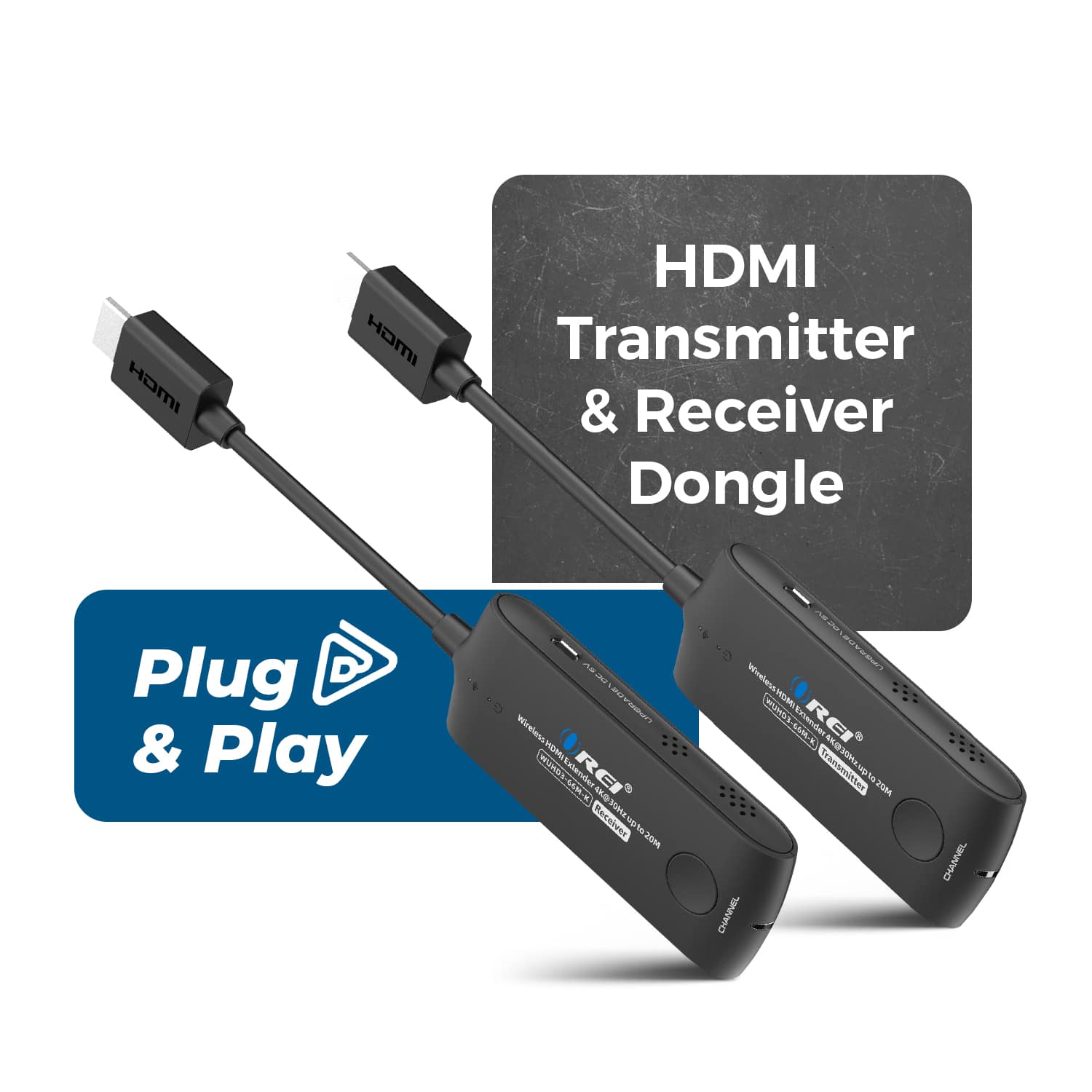 Orei 4K@30hz Wireless HDMI™ Extender 65ft (WUHD3 66M K) Black
