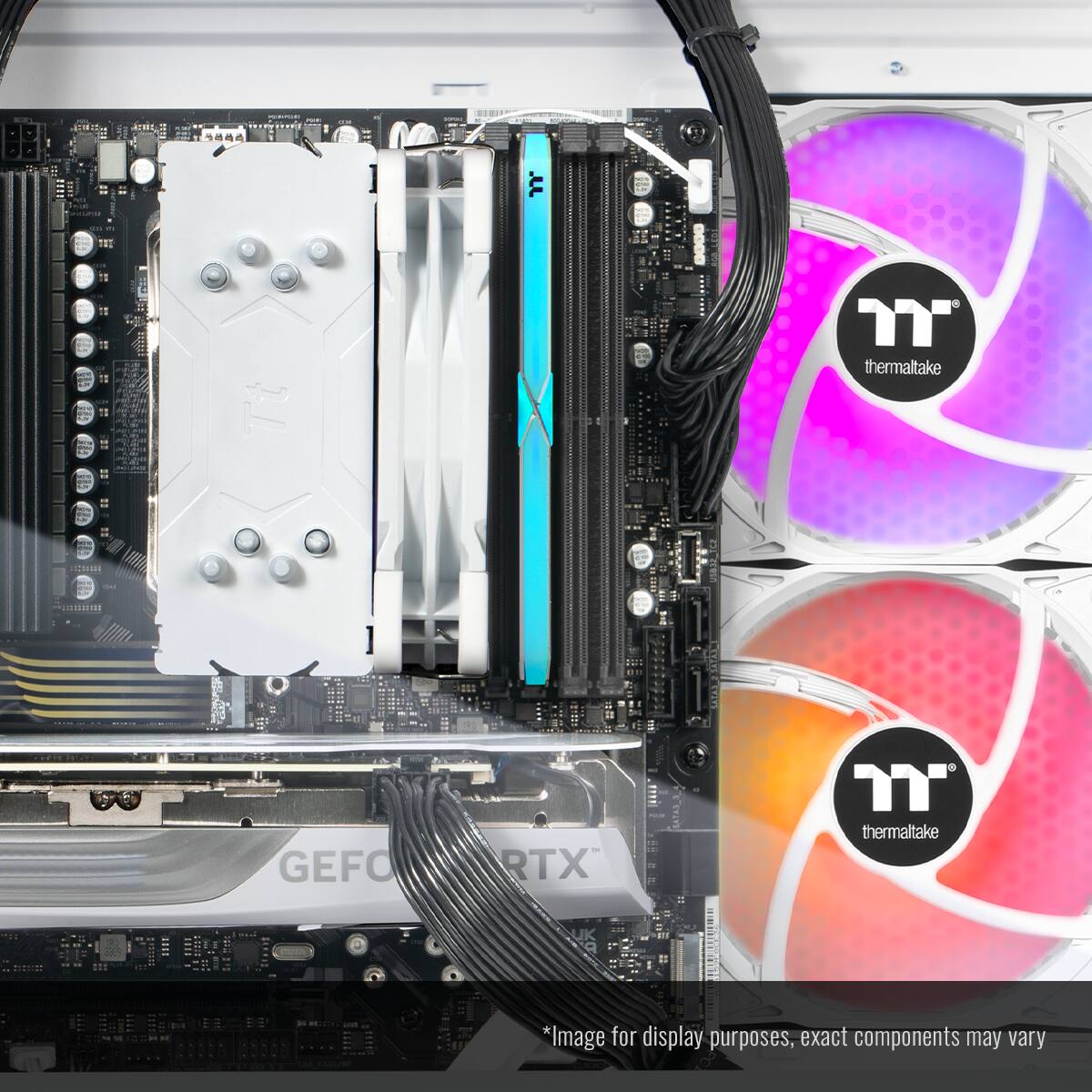 JJ. 1. "thermaltake GEFORCE RTX thermaltake *Image for display purposes, exact components may vary