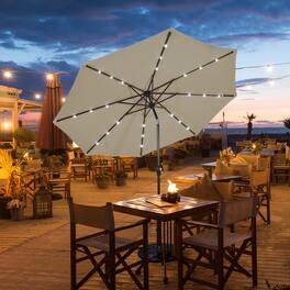 Gymax - 10 ft Patio Table Market Umbrella Yard Outdoor w/ Solar LED Lights - Tan