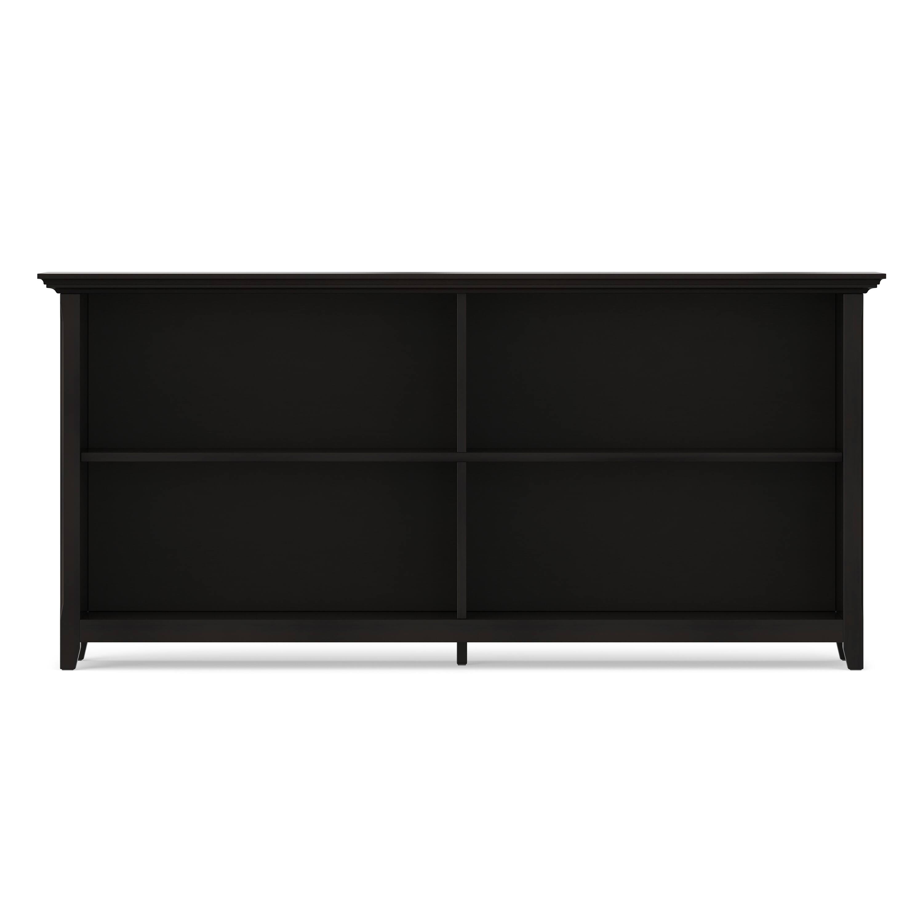 Left. Simpli Home - Simpli Home Amherst 64 inch Wide Solid Wood Transitional 4 Shelf Low Bookcase in Hickory Brown - Hickory Brown.