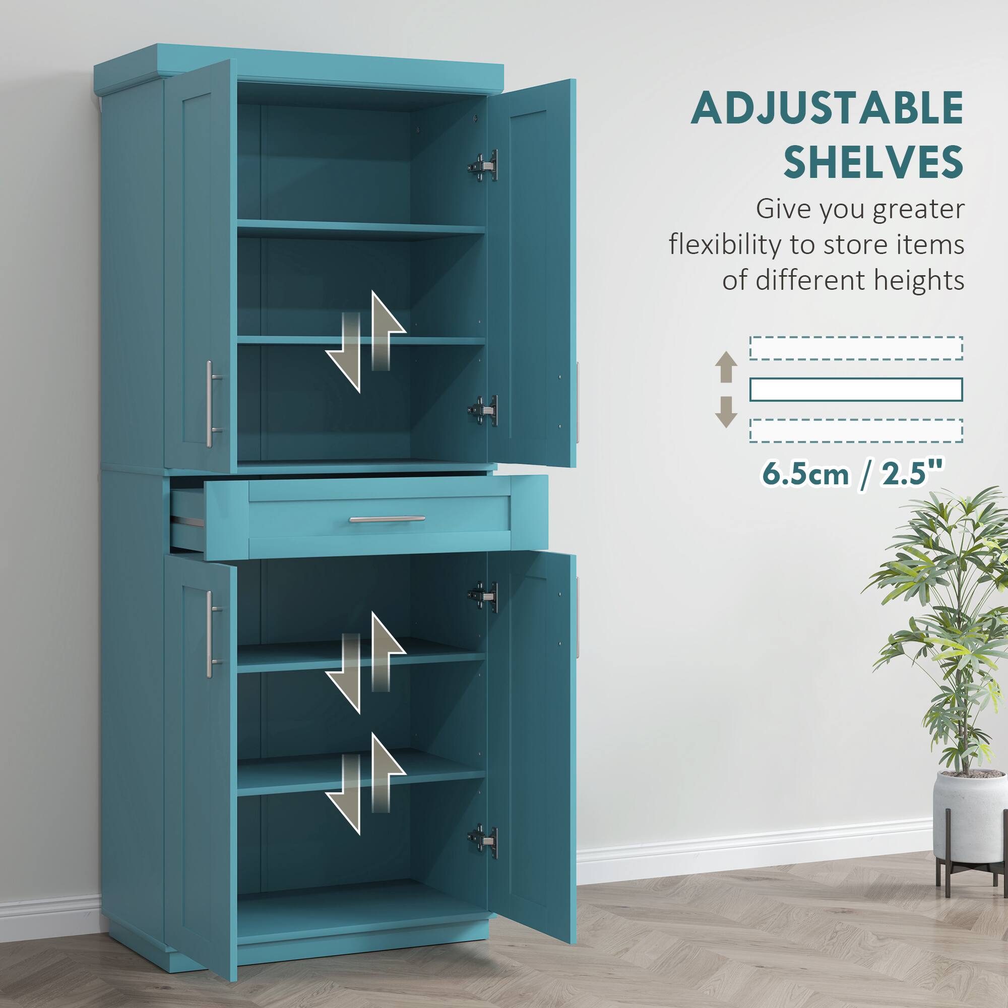ADJUSTABLE SHELVES
Give you greater flexibility to store items of different heights
6.5cm / 2.5"