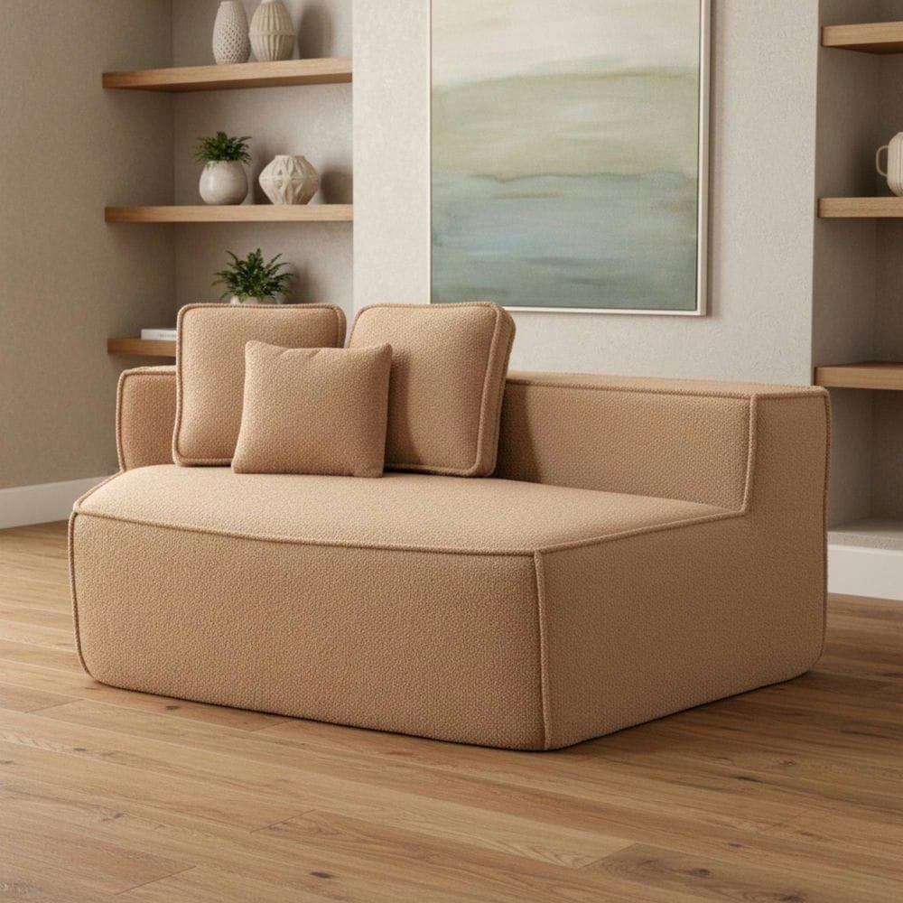 Alt View 5. Kadyn - Brown Teddy Fleece Single Sofa Chair - Compressed Modular Wide Seat with 3 Back Cushions, All-Foam Support - Brown.