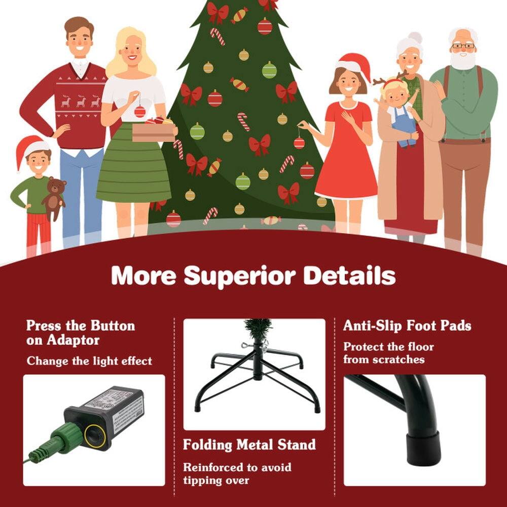 More Superior Details

- Press the Button on Adaptor
  - Change the light effect

- Anti-Slip Foot Pads
  - Protect the floor from scratches

- Folding Metal Stand
  - Reinforced to avoid tipping over