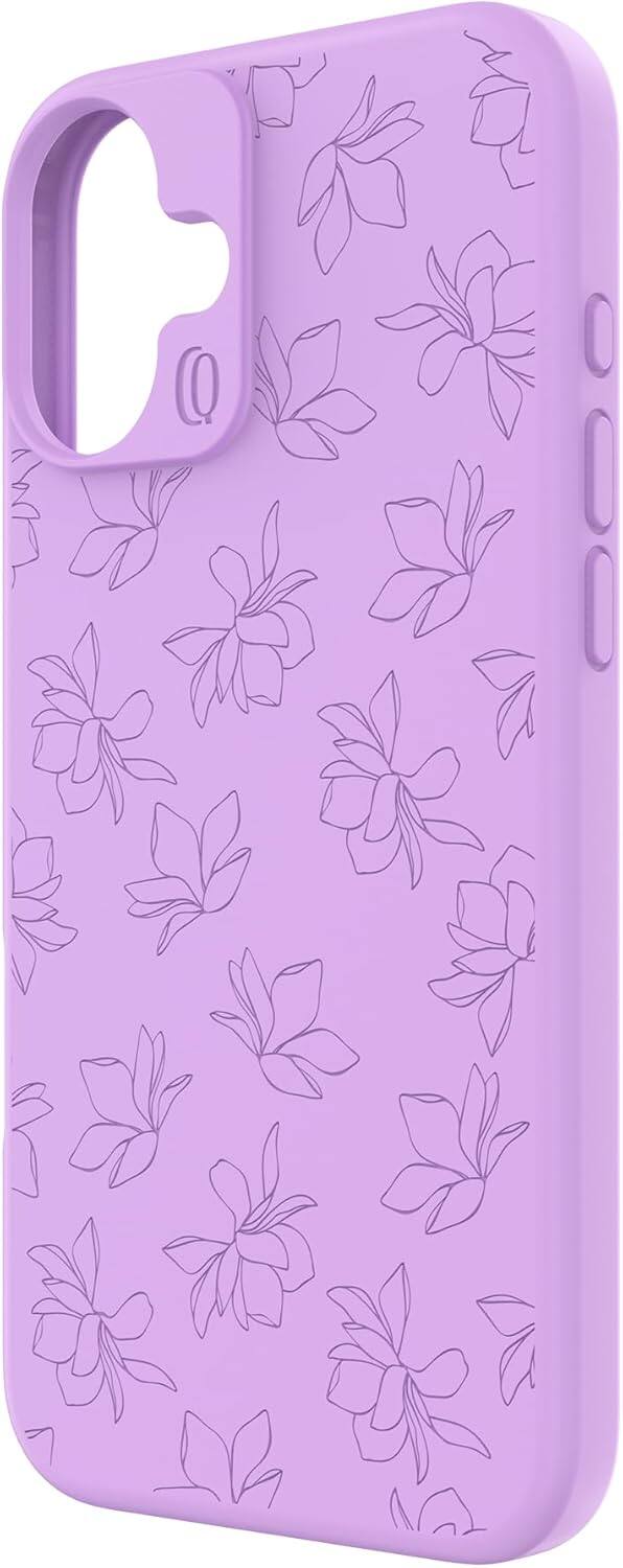Angle. Carson - Carson & Quinn Etched Silicone with MagSafe Case - iPhone 16 Plus - Pink.
