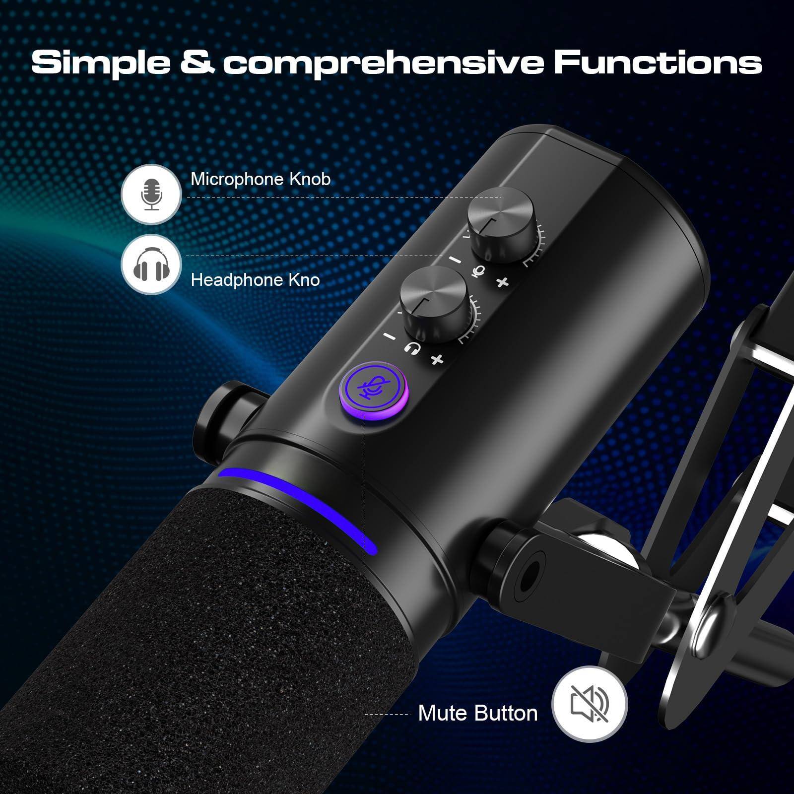 Simple & comprehensive Functions

- Microphone Knob
- Headphone Knob
- Mute Button