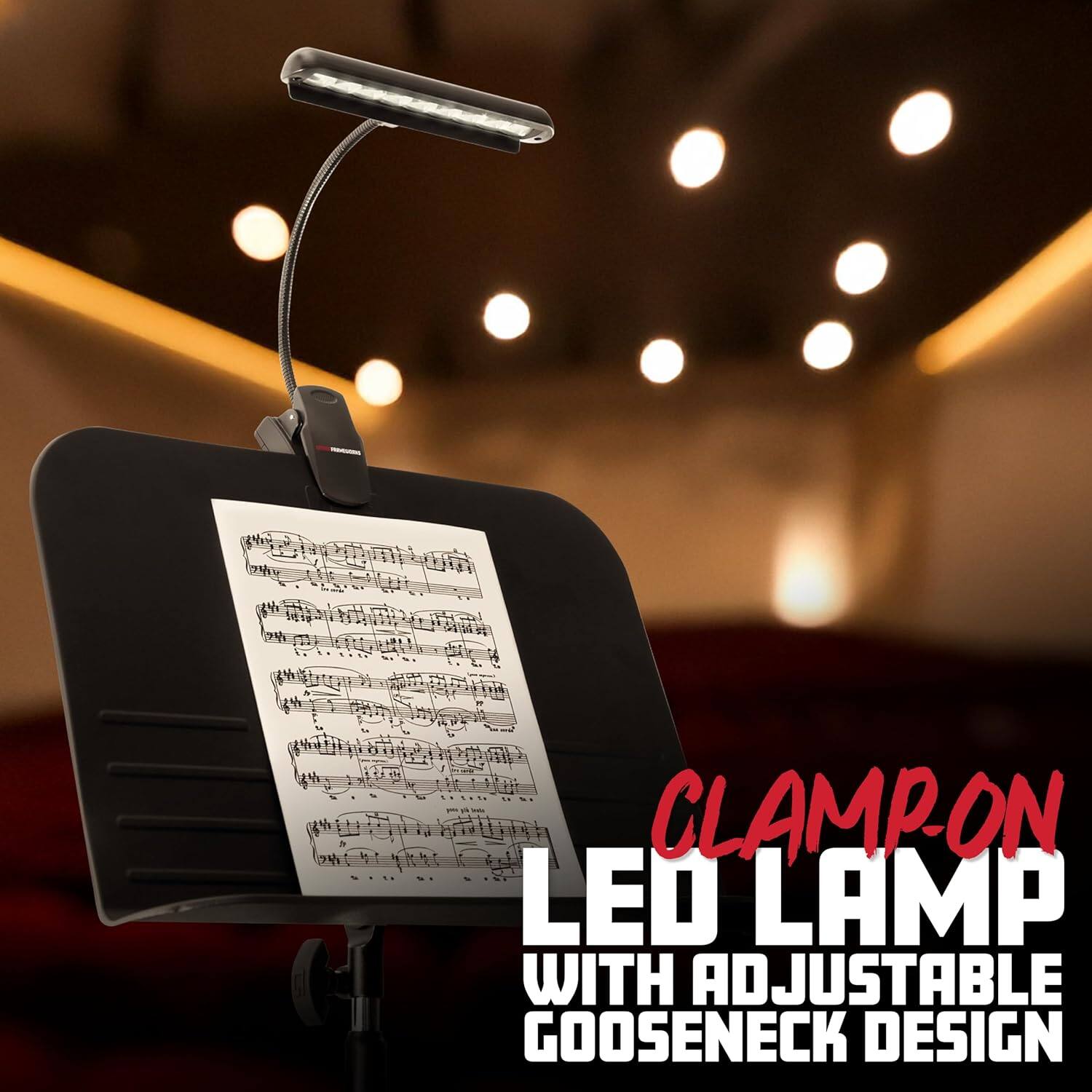 CLAMP-ON LED LAMP WITH ADJUSTABLE GOOSENECK DESIGN