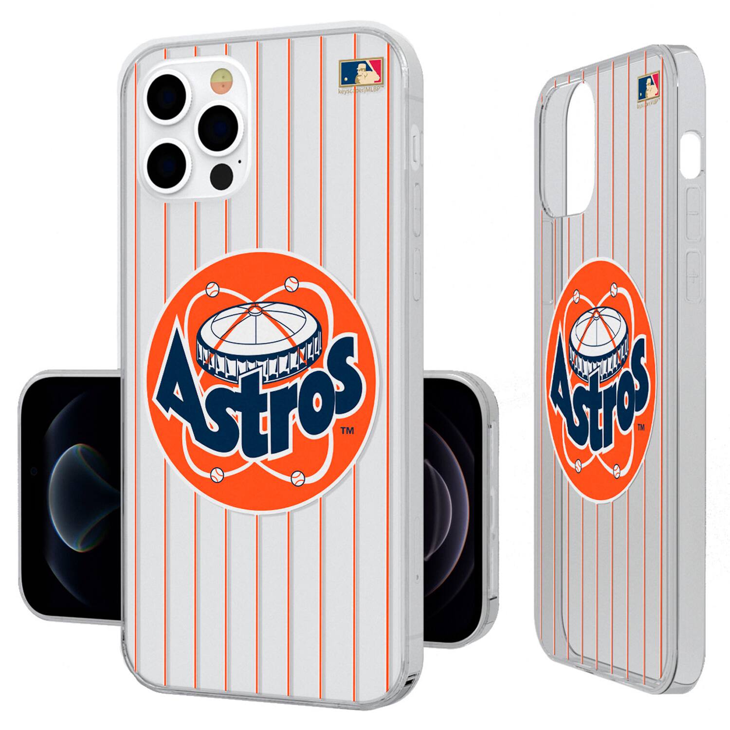 Alt View 3. Keyscaper - Houston Astros Cooperstown Pinstripe iPhone Clear Case - 13 mini - Multicolor.