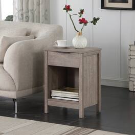 Loheer - Nightstand with Drawer Rustic Bedside Table with Open Shelf - Gray