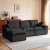 Front. CarterChairr - 107" L-Shape Modular Sectional Sofa with Ottoman & 2 Pillows, Cloud Boneless Couch for Living Room - Black.