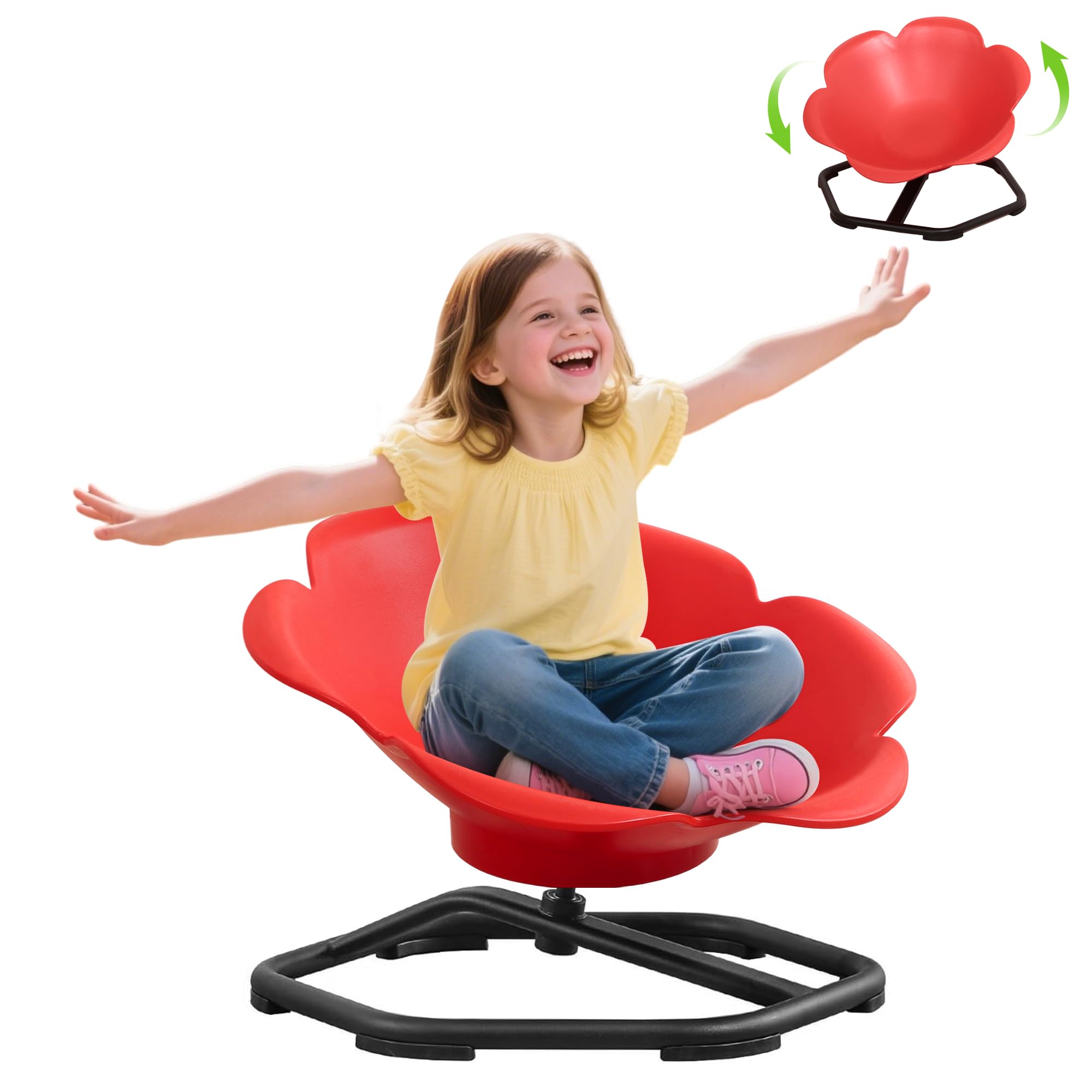 Front. Segmart - Spinning Chair for Autistic Kids, Flower-Shaped Sensory Spinning Chair for Balance & Coordination, Autism Sensory Toys.