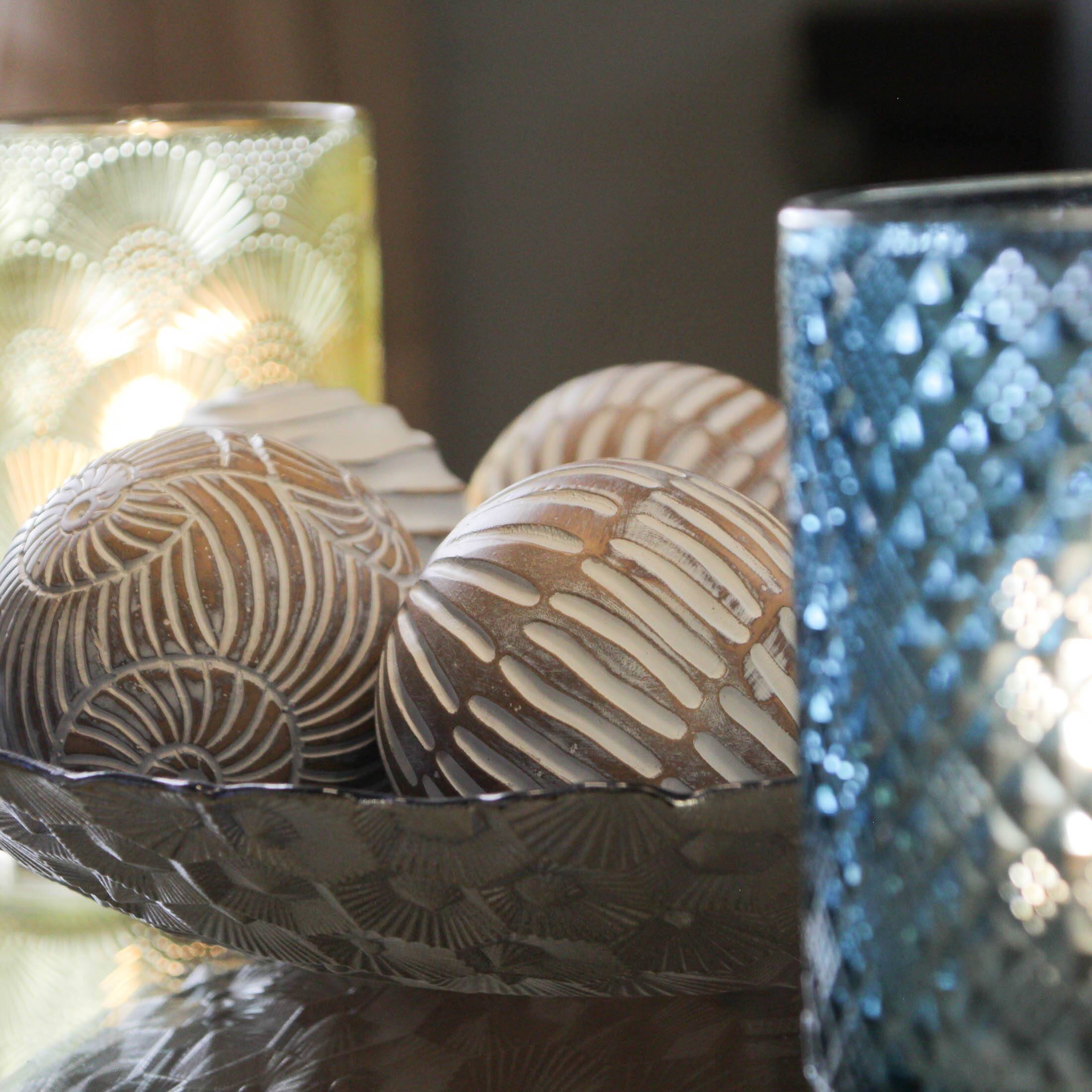 Alt View 5. Mayrich Company - Set of 6 Whitewashed Resin Decorative Art Orb Spheres, 3 Inches in Diameter - White.