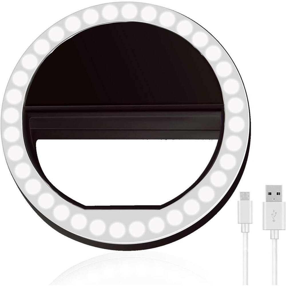 Front. Schertz - Rechargeable Selfie Ring Light, Portable Clip-on with 36 LED.