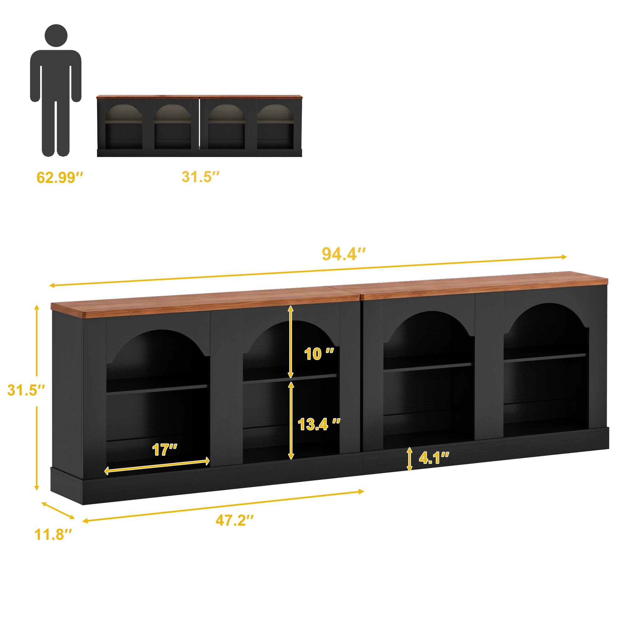 62.99"
31.5"
94.4"
10"
31.5"
17"
13.4"
4.1"
11.8"
47.2"