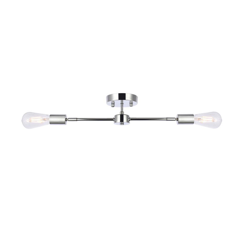 Alt View 5. Living District - Zane 2 lights chrome flush mount - Chrome.