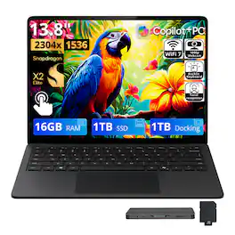 Microsoft - Upgraded - Surface 13.8" 2K Touchscreen Laptop,Snapdragon X2 Elite,16GB RAM,1TB SSD+1TB Dock,Backlit,Win 11 - Black