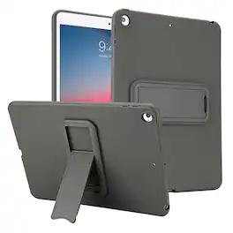 Dteck - Shockproof Case for Apple iPad (6th Generation) 9.7" 2018, Slim Leather Texture Protective Cover with Folding Kickstand - Gray