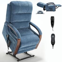 Kadyn - Power Dual Motor Lift Recliner Chair with Heat Massage, Infinite Positions and 350LB Capacity - Blue